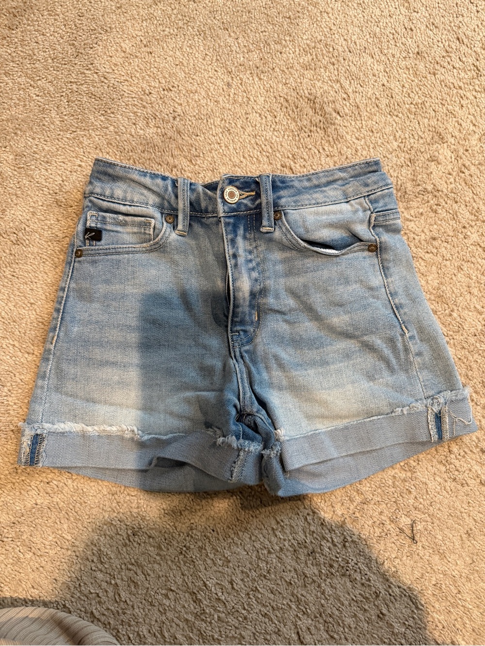 KanCan Light Blue Rolled Hem Denim Shorts
